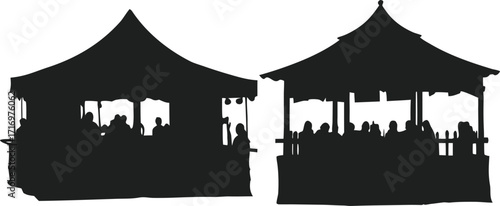Party tent silhouette on white background. camping tent silhouette vector illustration