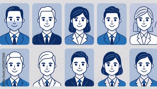 Business avatars team professional corporate people office workers employees staff members group picture vector art
