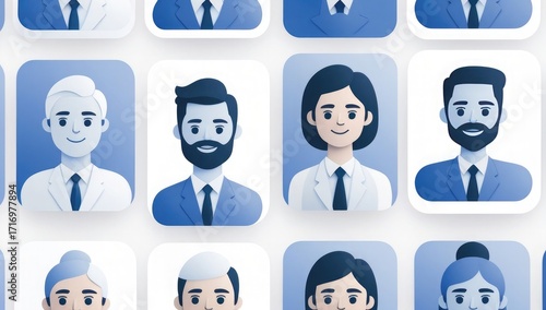 Diverse team avatars corporate profile pictures business professionals team members company staff users