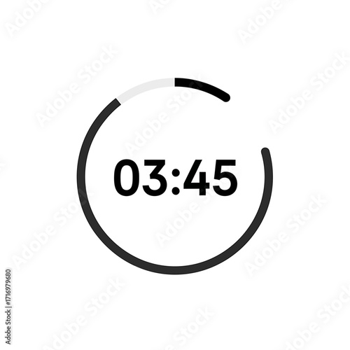 Circular timer displaying three minutes and forty-five seconds remaining.