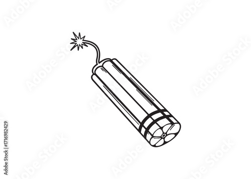 Flat vector icon of a pack of dynamite with burning fuse — bold black silhouette.