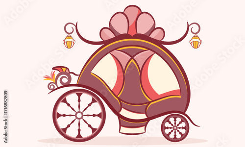 Cinderella Princess Night Mini Fairytale Carriage Magical Lamp Vector Art
