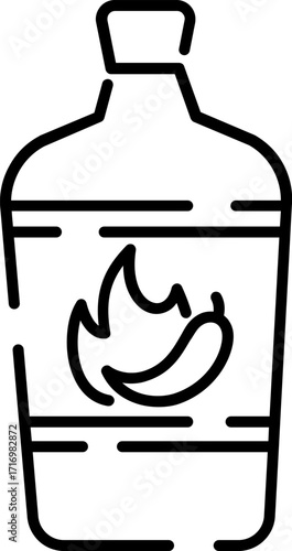 Minimalistic Rounded Modern Line Art Spicy bootle pepper Icon