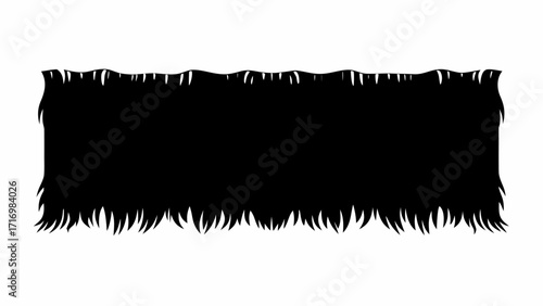 Black silhouette of a rectangular shape with a fringed edge on the top and bottom edges design