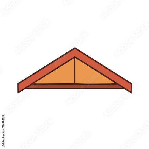 A simple vector illustration depicting the triangular gable end of a house roof, showcasing basic architectural structure and construction elements.