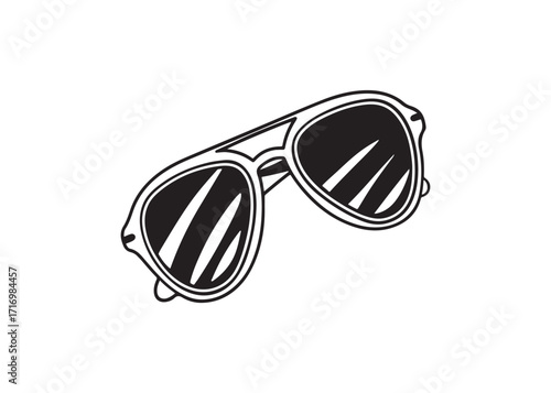 Sunglasses silhouette vector, sunglass icon isolated on white background.