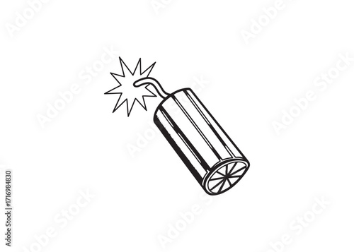 Flat vector icon of a pack of dynamite with burning fuse — bold black silhouette.