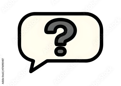 Striking graphic representation of a prominent question mark nestled inside a dynamic speech bubble, abstractly conveying 'the essence of inquiry' and problem-solving