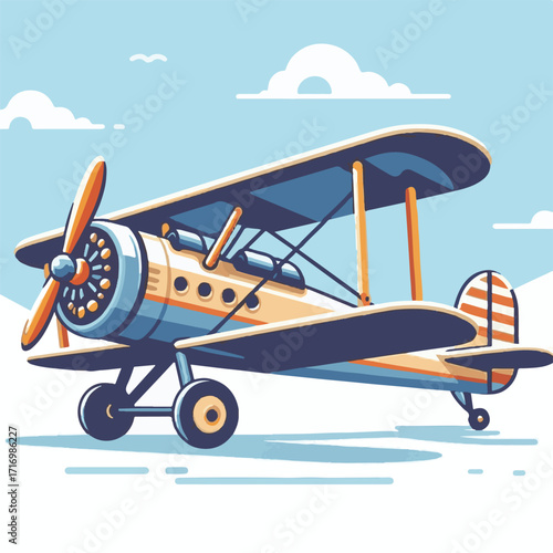 biplane, airplane, plane, aircraft, air, propeller, flight, sky, vintage, aeroplane, old, fly, retro, aviation, transport, wing, pilot, travel, illustration, red, background, vector, transportation, w