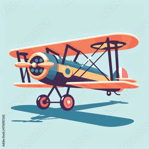 biplane, airplane, plane, aircraft, air, propeller, flight, sky, vintage, aeroplane, old, fly, retro, aviation, transport, wing, pilot, travel, illustration, red, background, vector, transportation, w