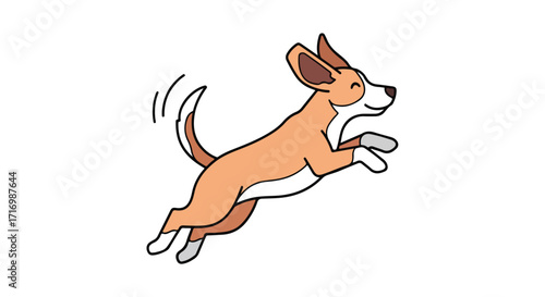 Joyful Canine: Animated Dog Leaping with Happiness and Energy in Expressive Cartoon Style Illustration
