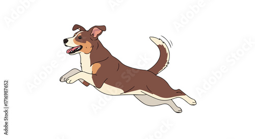 Enthusiastic canine mid-leap, showcasing boundless energy and joyful movement in a playful canine illustration