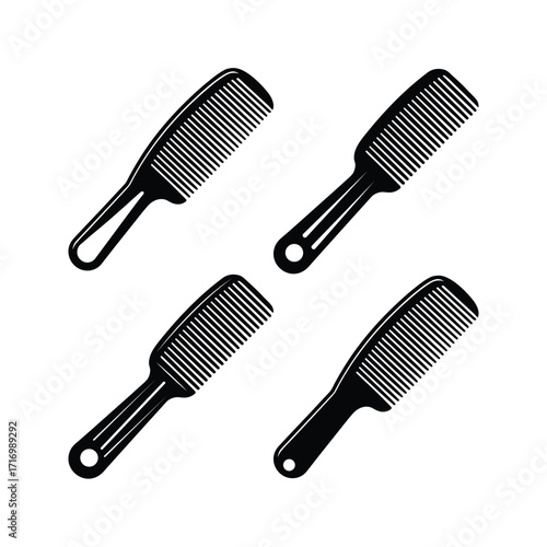 Black and white silhouette plastic comb with handle