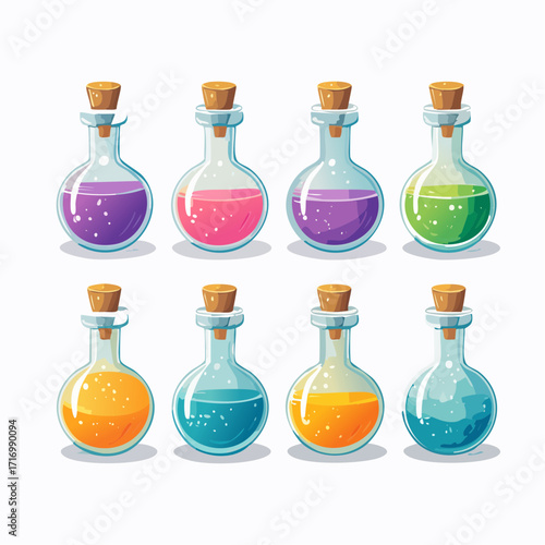Enchanting Potion Bottles A Colorful Array of Magical Elixirs