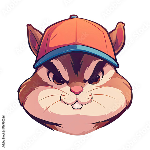 Cartoon cute sqcute squirrel wearing orange hat
