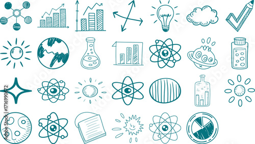 Science doodle elements for education projects and creative innovation concepts