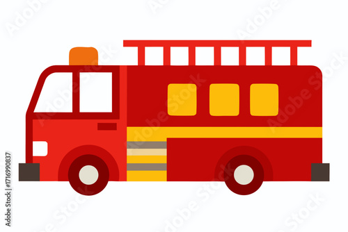 Fire Engine with Ladder Emergency Vehicle Vector Illustration for Creative Projects