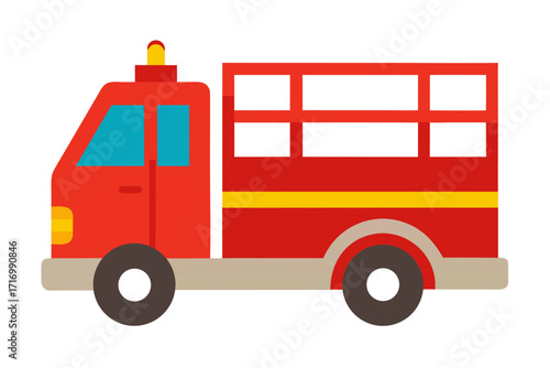 Fire Engine with Ladder Emergency Vehicle Vector Illustration for Creative Projects