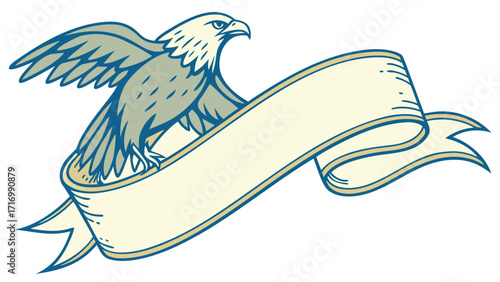 Eagle with a banner illustration graphic design vintage style artistic representation.