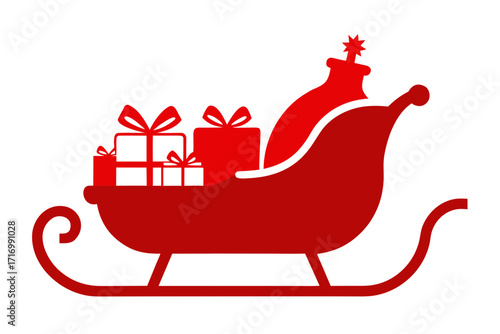 Christmas Sleigh Silhouette with Gifts Vector Illustration for Holiday Celebration