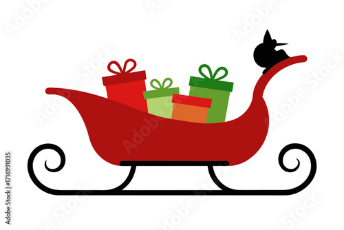 Christmas Sleigh Silhouette with Gifts Vector Illustration for Holiday Celebration