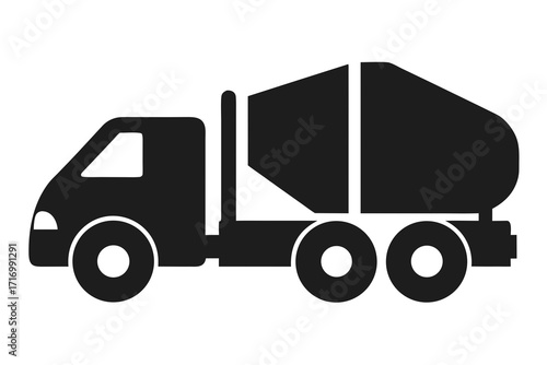 Silhouette Cement Truck Vector Illustration Construction Vehicle Delivering Building Material