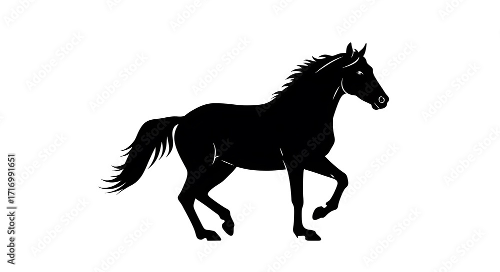Fototapeta premium Black horse silhouette vector illustration on white background