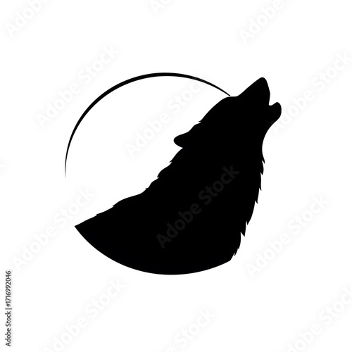 Black wolf silhouette vector illustration on white background