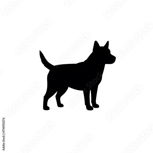 Black dog silhouette illustration on white background