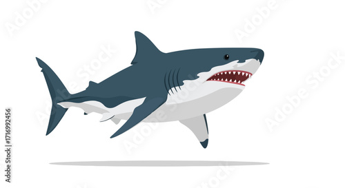 Striking Illustration: Simplified Shark with Powerful Presence and Sharp Teeth Depiction