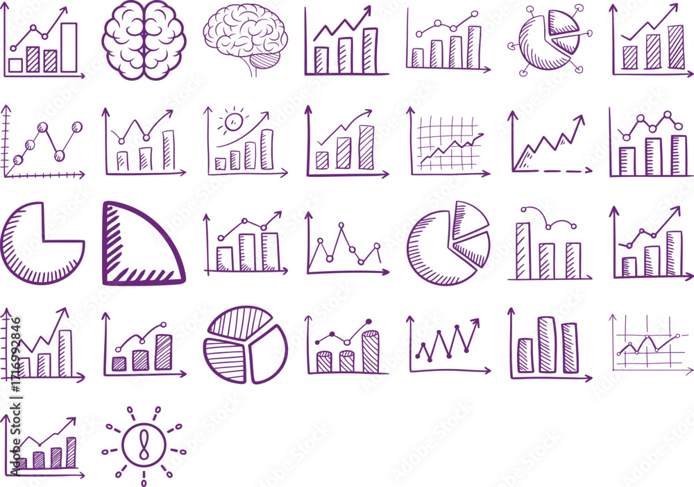 Fototapeta premium Analyze business data with sketch charts and graphs for strategic planning insight