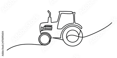 tractor agriculture soil land business industry one line art design vector