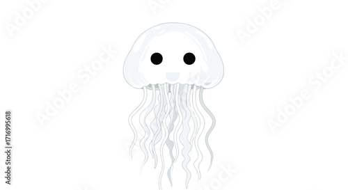 Stylized jellyfish illustration with simple design and a cute, cartoon-like appearance, perfect for minimalistic backgrounds and children's designs