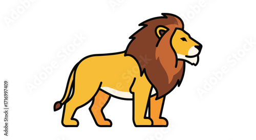 Stylized lion illustration with a bold outline, perfect for children's books and simple design projects royalty free image