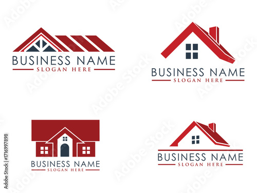 4 House Real Estate Logo Vector Design for Property and Construction Branding