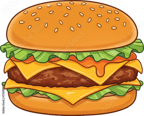 Vector Illustration Double Cheeseburger Illustration