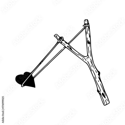 cupid's slingshot with heart illustration