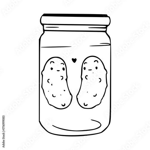 adorable doodle of pickled cucumbers with faces