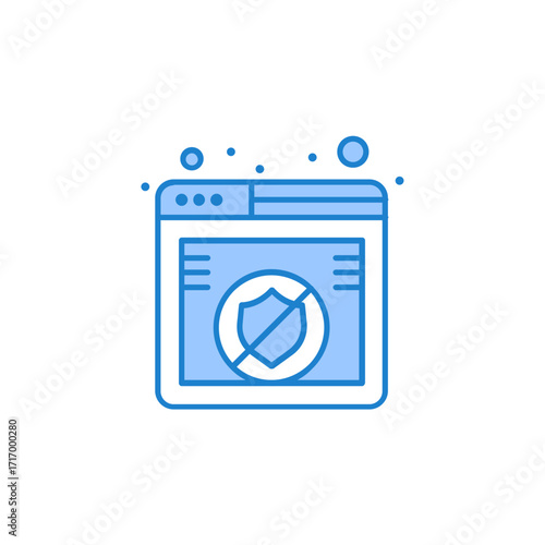 Cybersecurity risk icon showing an unprotected browser and a clear lack of digital safety