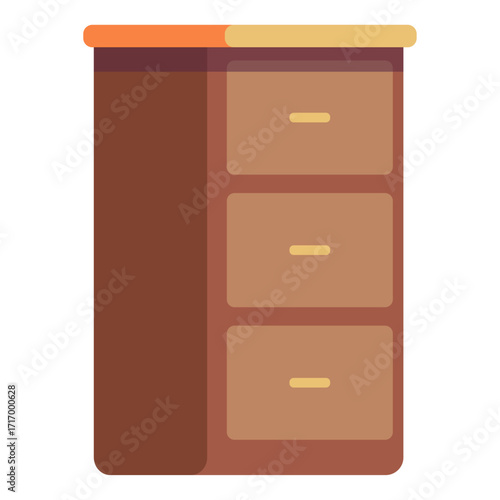 A Flat Design Illustration of a Three-Drawer Filing Cabinet for Organization