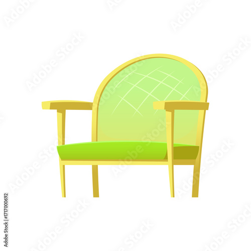 Comfortable Green Armchair With Decorative Stitching - Modern Furniture Design