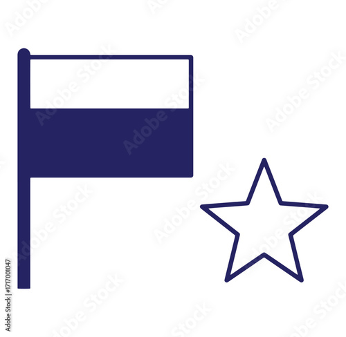 Polish flag silhouette and star element illustration for patriotic and symbolism concepts
