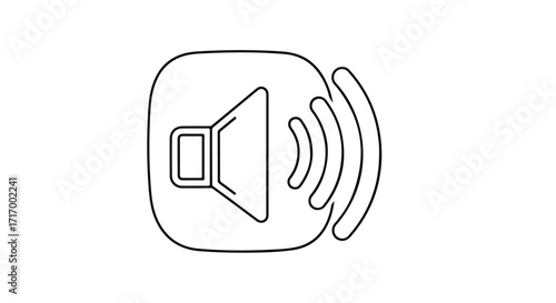 Black and white line drawing depicting a loudspeaker icon with sound waves radiating outward suggesting amplification and transmission of audio signal