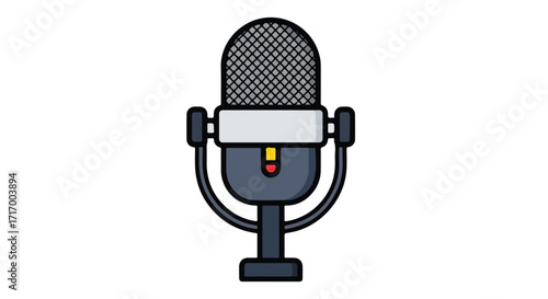 Stylized Vintage Microphone Illustration for Audio Recording and Broadcasting Projects with Simple Design Representation