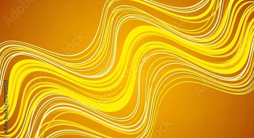 Abstract Yellow Waves Background, Orange Gold Swirls, Dynamic Texture