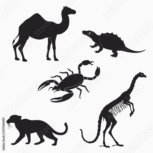 Silhouette Collection of Desert and Prehistoric Animals