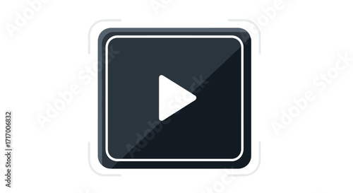 Minimalist media player interface element showcasing play icon on rounded square shape symbolizing navigation and entertainment access
