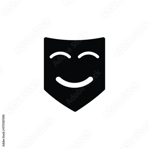 Symbolic Representation of Joy and Happiness through a Black Mask Illustration
