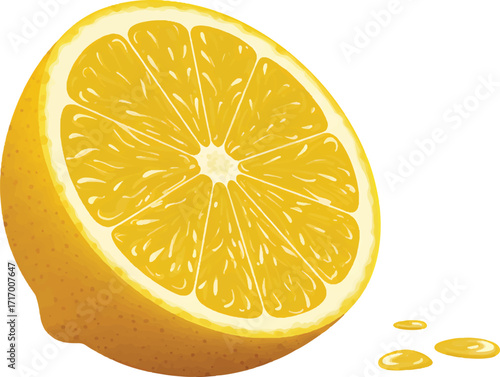 Vector Illustration Vibrant Half-Cut Lemon on Transparent A Burst of Citrus Freshness