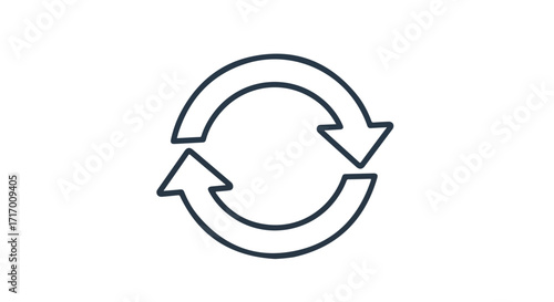 Minimalist cycle arrow illustration embodying circulation, continuity, and endless flow process diagram indicating transformation or recurring